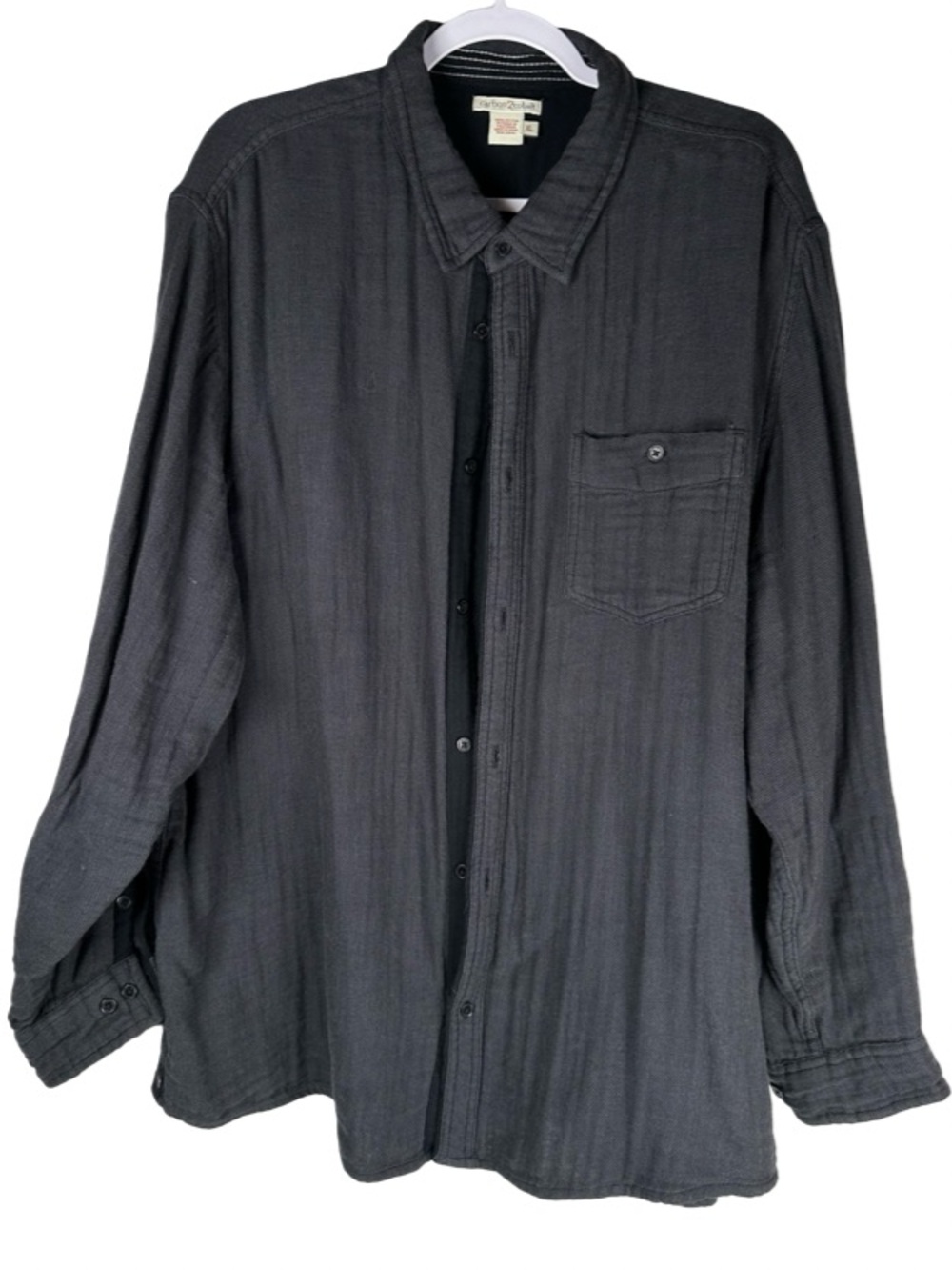 Carbon2Cobalt Charcoal Cotton Gauze Weave Long Sleeve Button Up Shirt Men’s XL